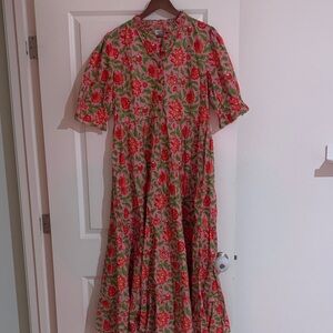 Floral Maxi Dress - Red and Green